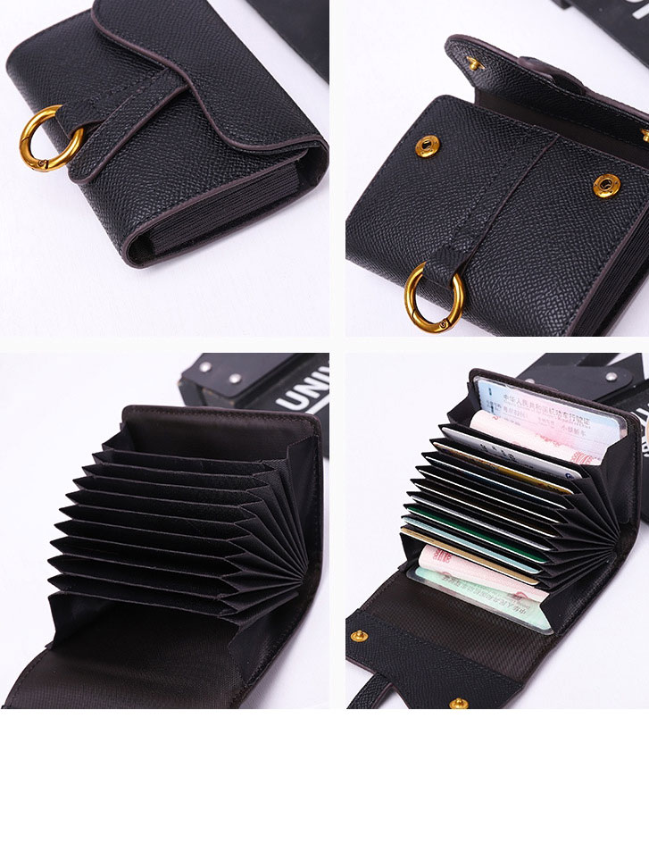 Fashion Natural Multi-card Card Holder With Leather Buckle,Wallet