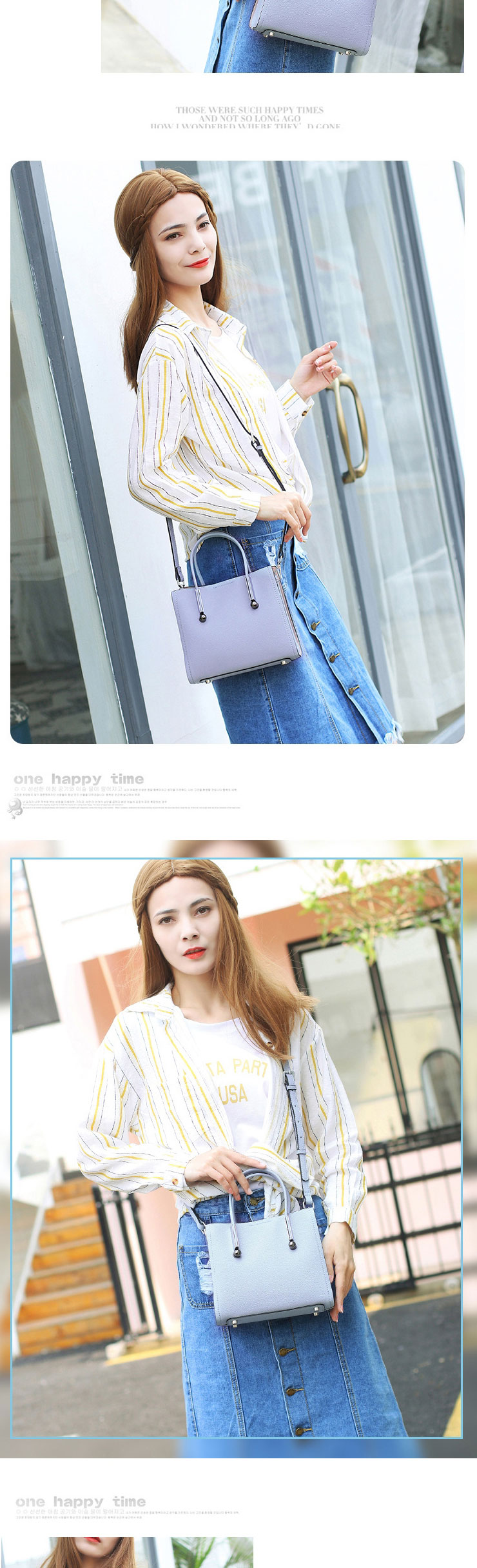 Fashion Gray Wide Shoulder Strap Portable Large-capacity Messenger Bag,Shoulder bags