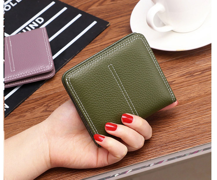Fashion Taro Purple Leather Two-fold Multifunctional Wallet,Wallet