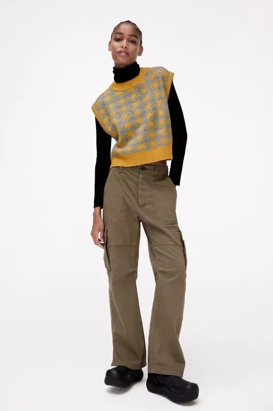Fashion Yellow Checked Knit Sleeveless Tank Top,Tank Tops & Camis