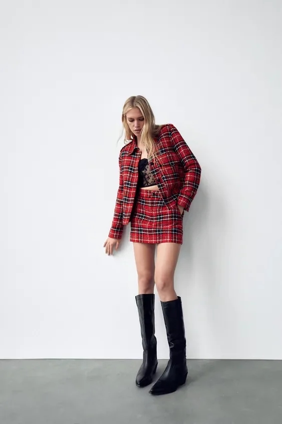 Fashion Red Geometric Texture Culottes,Shorts