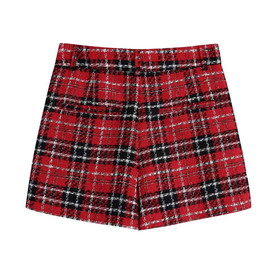 Fashion Red Geometric Texture Culottes,Shorts