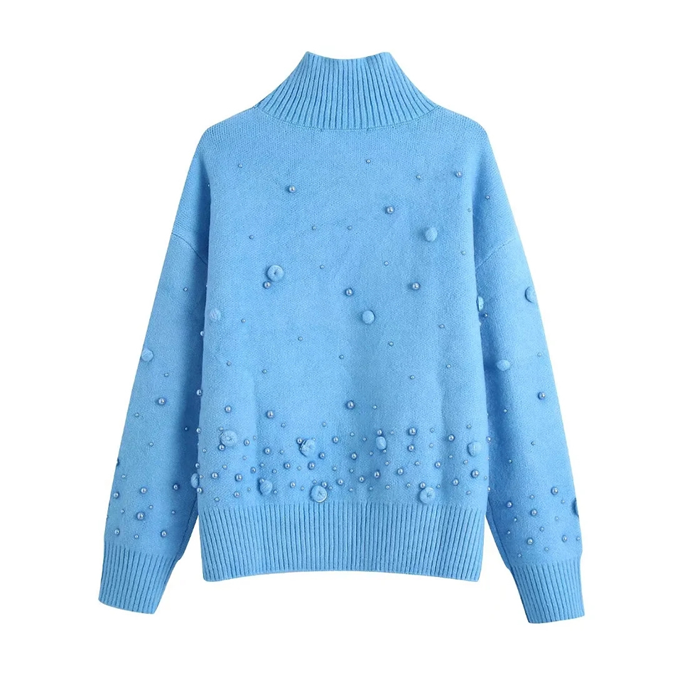 Fashion Color Sequined Turtleneck Sweater,Coat-Jacket