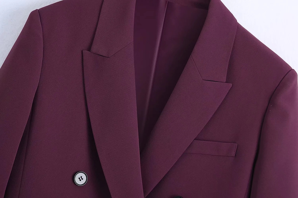 Fashion Dark Purple Double-breasted Blazer,Coat-Jacket