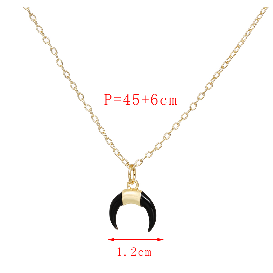 Fashion Black Copper Drip Oil Horn Necklace,Necklaces