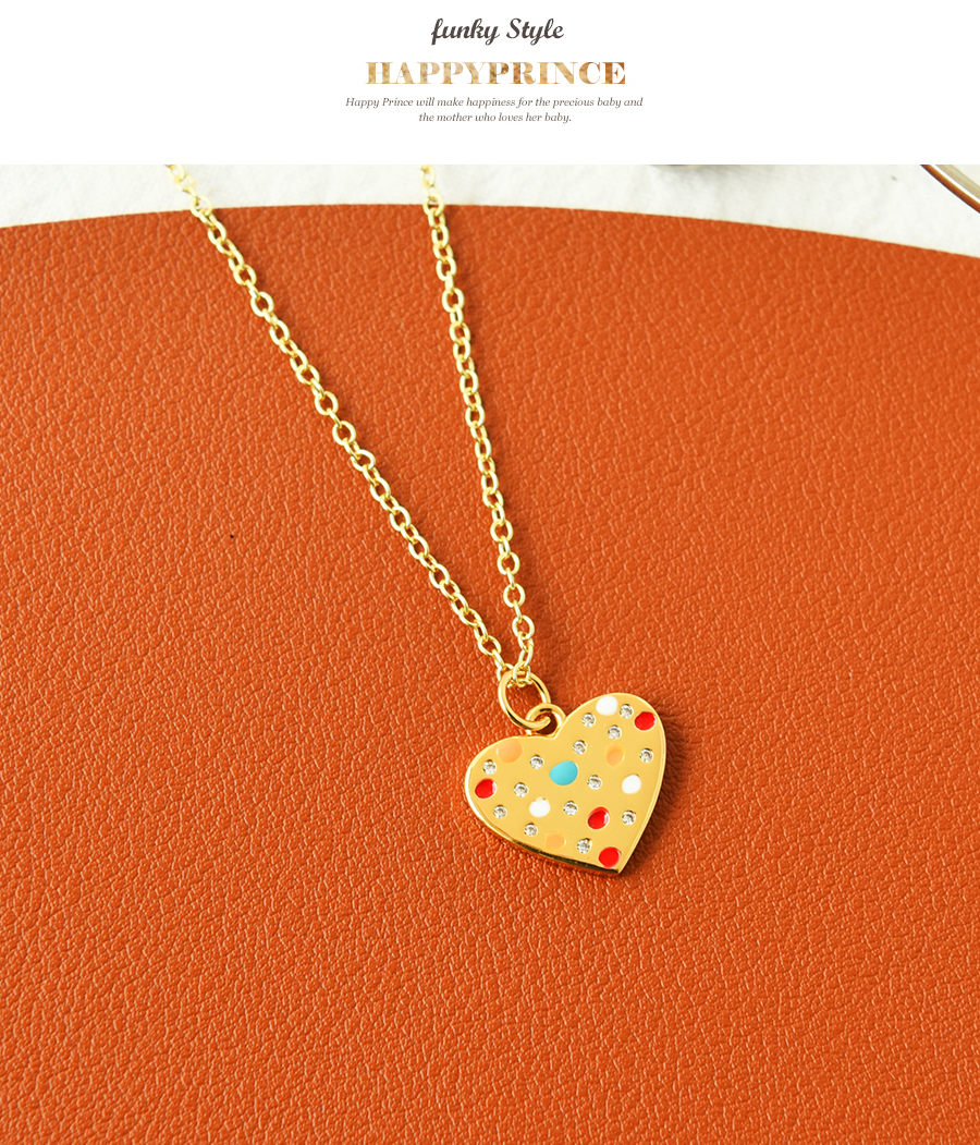 Fashion Color Copper Drop Oil Inlaid Zirconium Heart Necklace,Necklaces