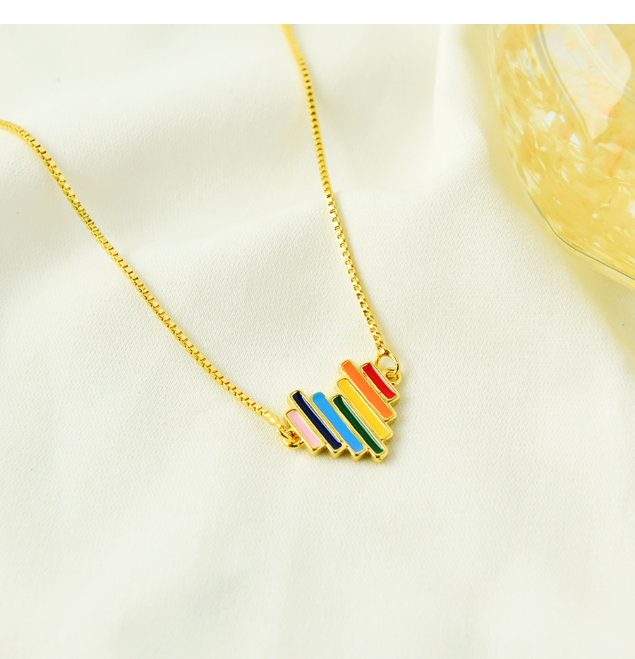 Fashion Color Copper Drop Oil Love Rainbow Necklace,Necklaces