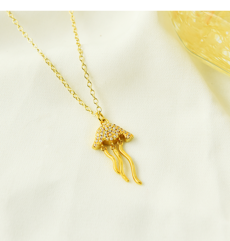 Fashion Gold Copper Inlaid Zirconium Irregular Necklace,Necklaces