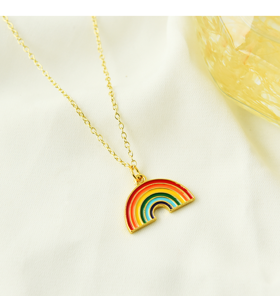Fashion Color Copper Drip Oil Rainbow Necklace,Necklaces