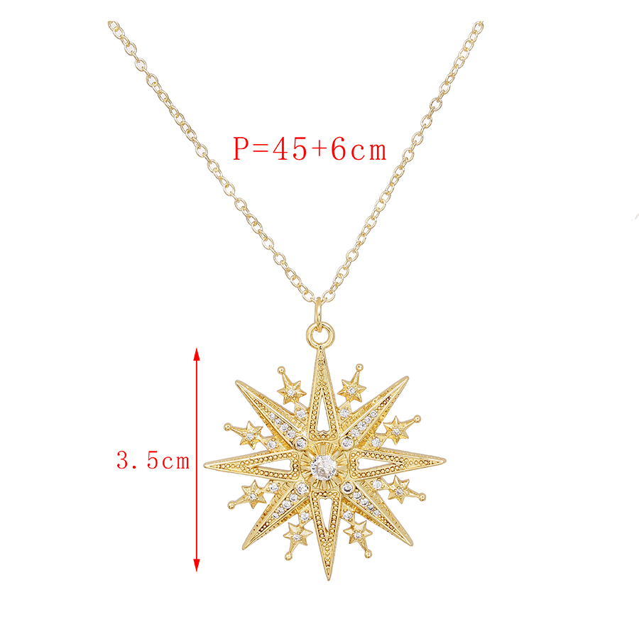 Fashion Gold Copper Inlaid Zirconium Eight-pointed Star Necklace,Necklaces