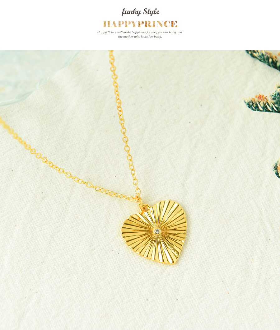 Fashion Gold Copper Inlaid Zirconium Heart Necklace,Necklaces