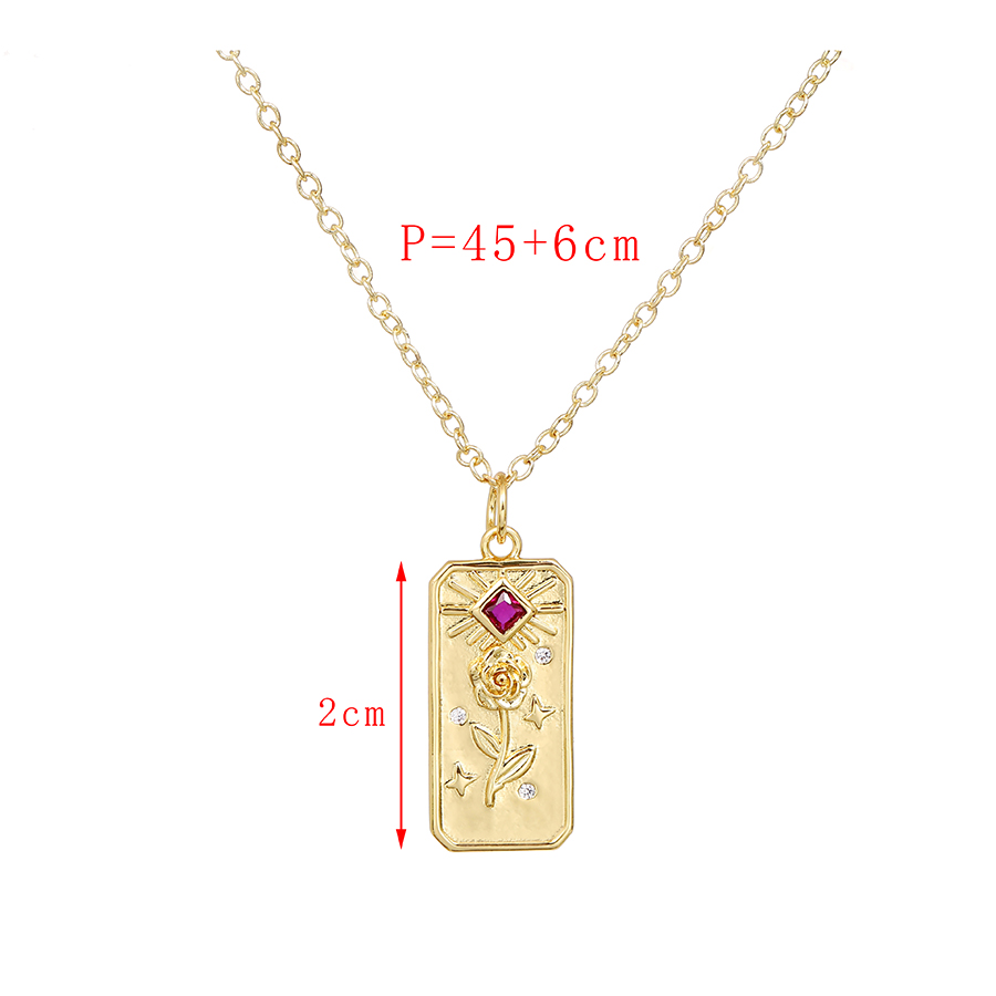 Fashion Golden-3 Copper And Zirconium Square Sun Palm Necklace,Necklaces