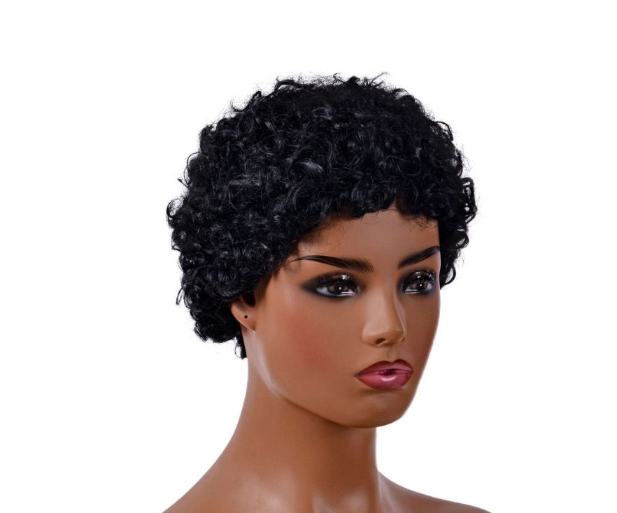 Fashion Wig-3912 Black High Temperature Silk Wool Roll Wig,Wigs