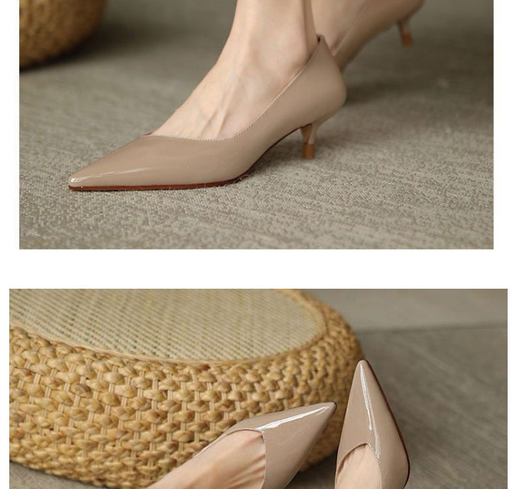 Fashion Grey Pu Pointed High Heels,Slippers