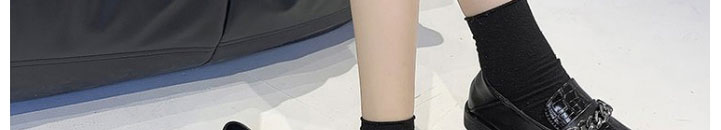 Fashion Black Pu Geometric Texture Chain Shoes,Slippers