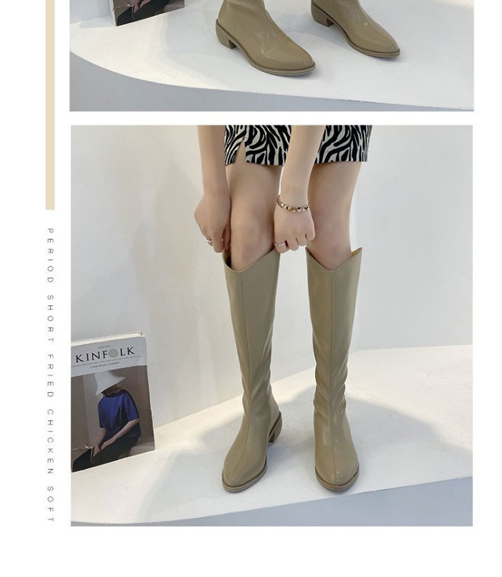Fashion Off White Pointed Toe Chunky Heel Boots,Slippers