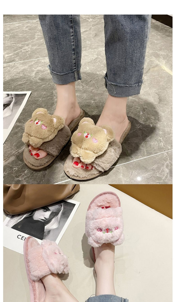 Fashion Pink Plush Bear Slippers,Slippers