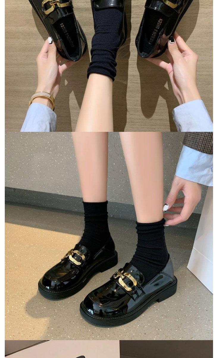 Fashion Matte Black Pu Chain Embellished Chunky Heel Shoes,Slippers