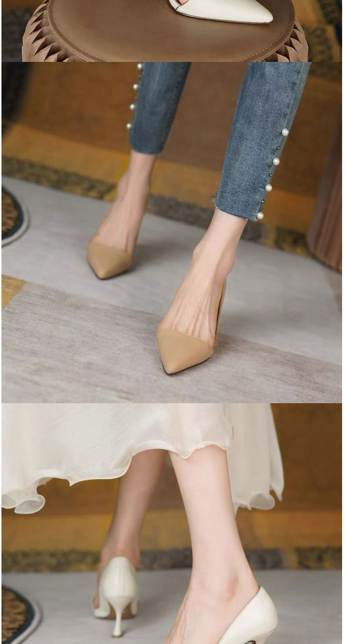 Fashion Off White Pointed Stiletto High Heels,Slippers