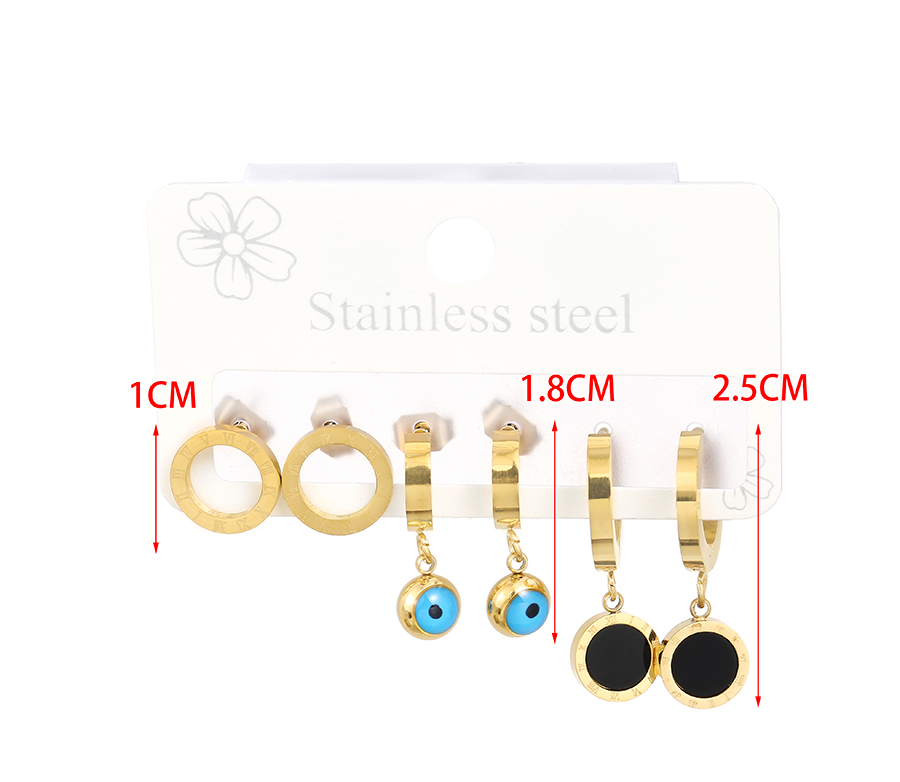 Fashion Silver Stainless Steel Letter Eye Ear Ring Set,Jewelry Set