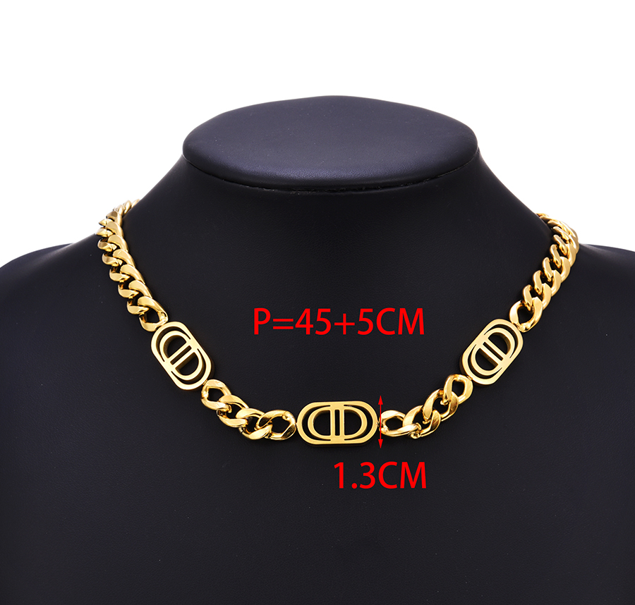 Fashion Gold Stainless Steel Chain Hollow Letter Necklace,Necklaces