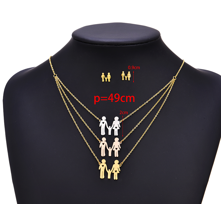 Fashion Color Stainless Steel Parent-child Earrings Necklace Set,Jewelry Set