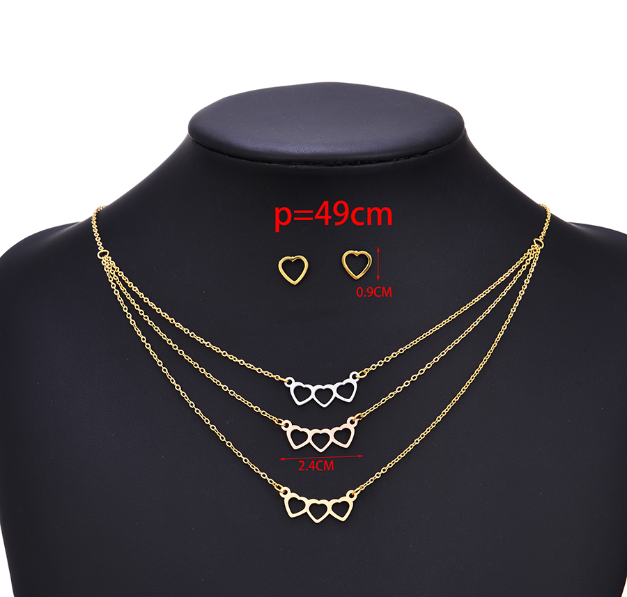 Fashion Color Stainless Steel Hollow Heart Earrings Necklace Set,Jewelry Set