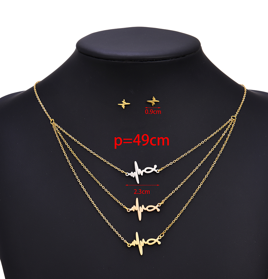Fashion Color Stainless Steel Ecg Earrings Necklace Set,Jewelry Set