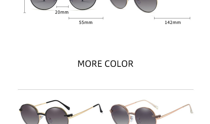 Fashion Black/gradient Gray Metal Round Frame Sunglasses,Women Sunglasses