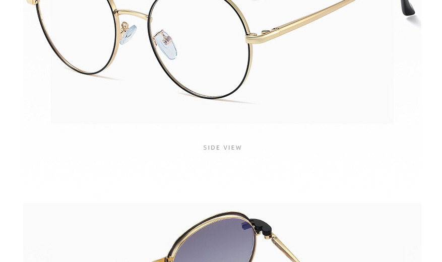 Fashion Coffee/gradient Gray Metal Round Frame Sunglasses,Women Sunglasses