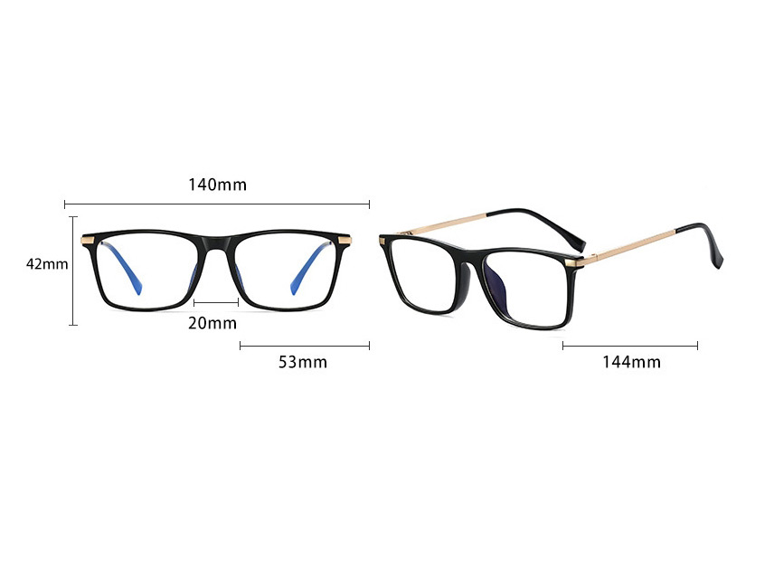 Fashion Bright Black/anti-blue Light Tr90 Large Frame Flat Lens,Fashion Glasses