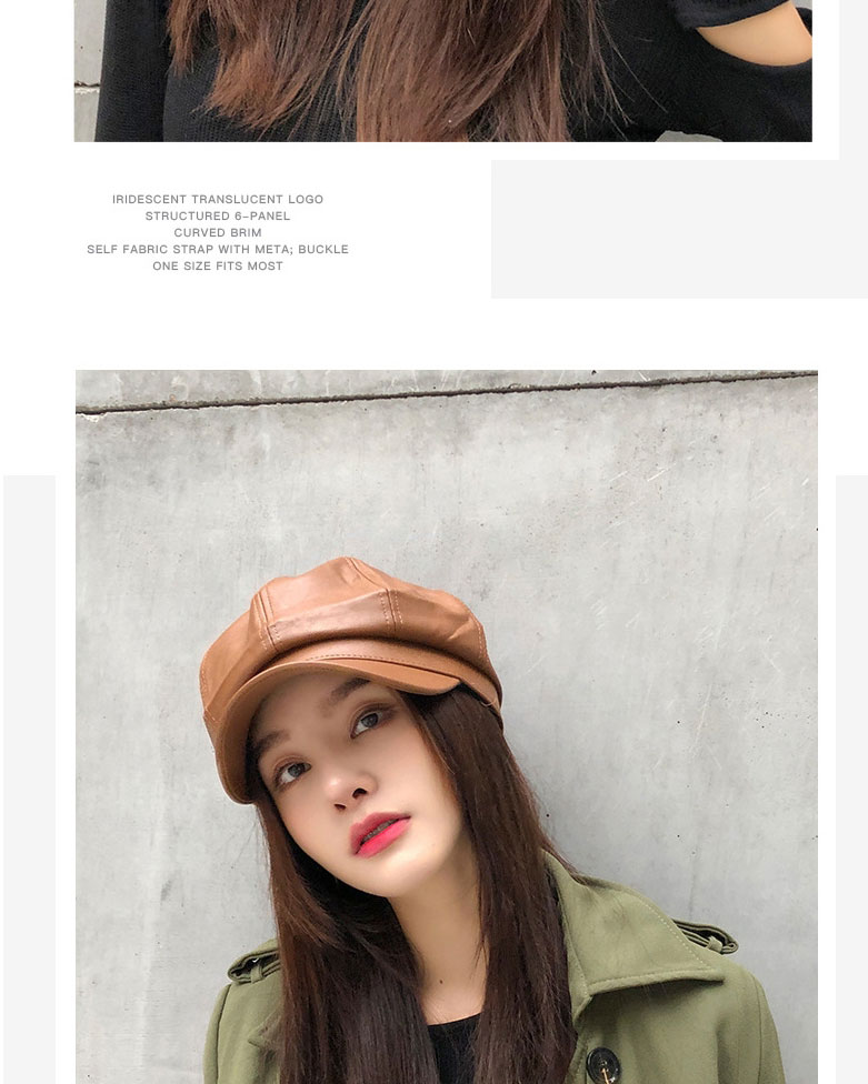 Fashion E-207 Octagonal Hat Pu Wine Red Pu Leather Octagonal Beret,Beanies&Others
