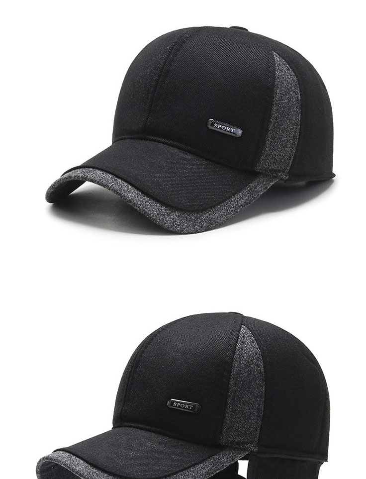 Fashion 115-x Standard Black Ear Protectors-black Woolen Labeled Baseball Cap,Baseball Caps