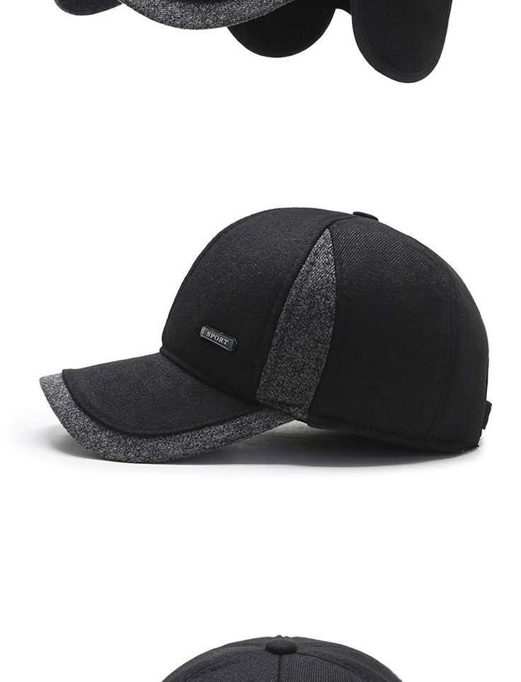 Fashion 115-x Standard Black Ear Protectors-black Woolen Labeled Baseball Cap,Baseball Caps