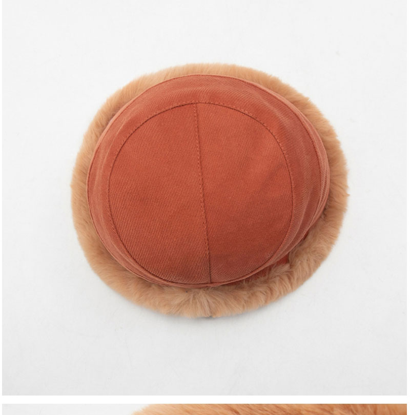Fashion Rust Red Plush Curled Fisherman Hat Plush Lamb Wool Plush Fisherman Hat,Beanies&Others