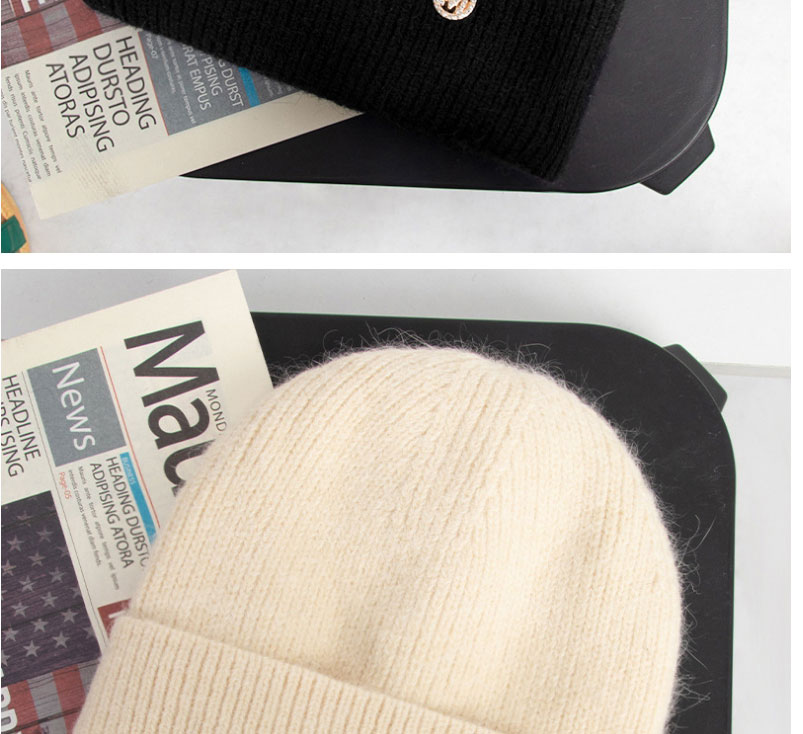 Fashion Grey Rabbit Fur Knitted M-label Hood,Beanies&Others