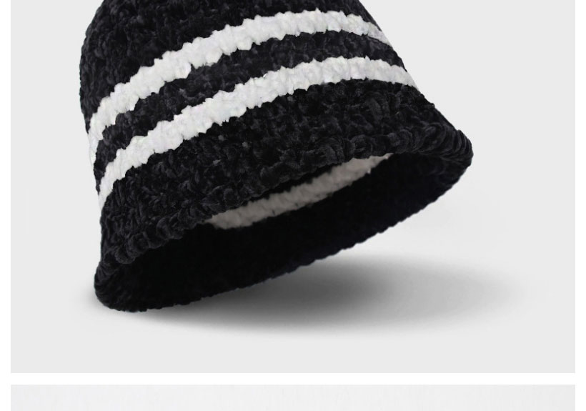 Fashion Black Black Striped Chenille Fisherman Hat,Beanies&Others