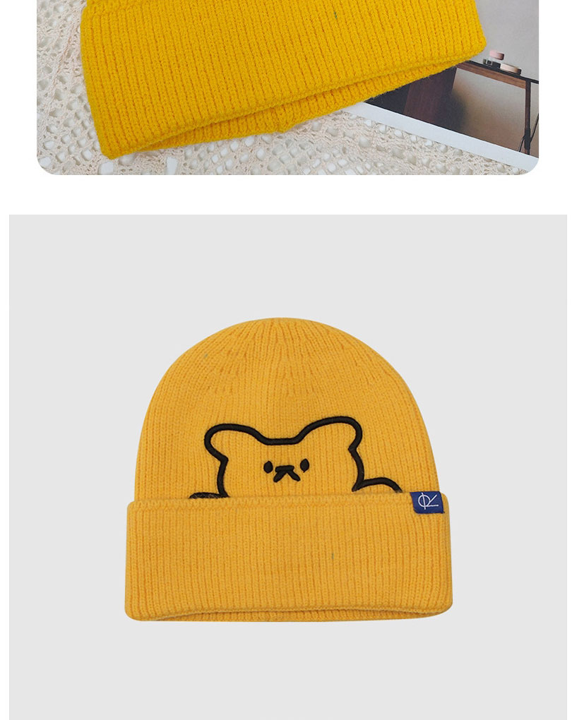 Fashion White Embroidered Bear Knit Hat,Beanies&Others