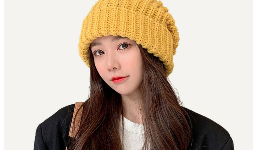 Fashion Yellow Wool Knitted Pile Hat,Beanies&Others