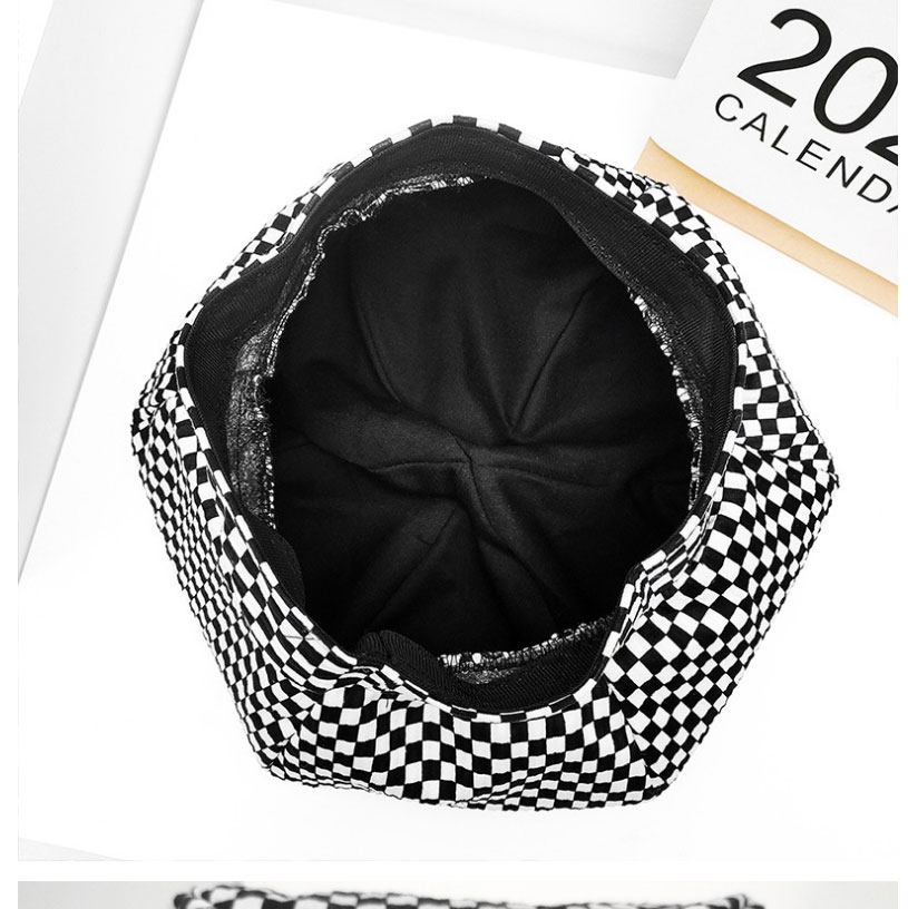 Fashion Black And White Checkerboard Checkerboard Beret,Beanies&Others