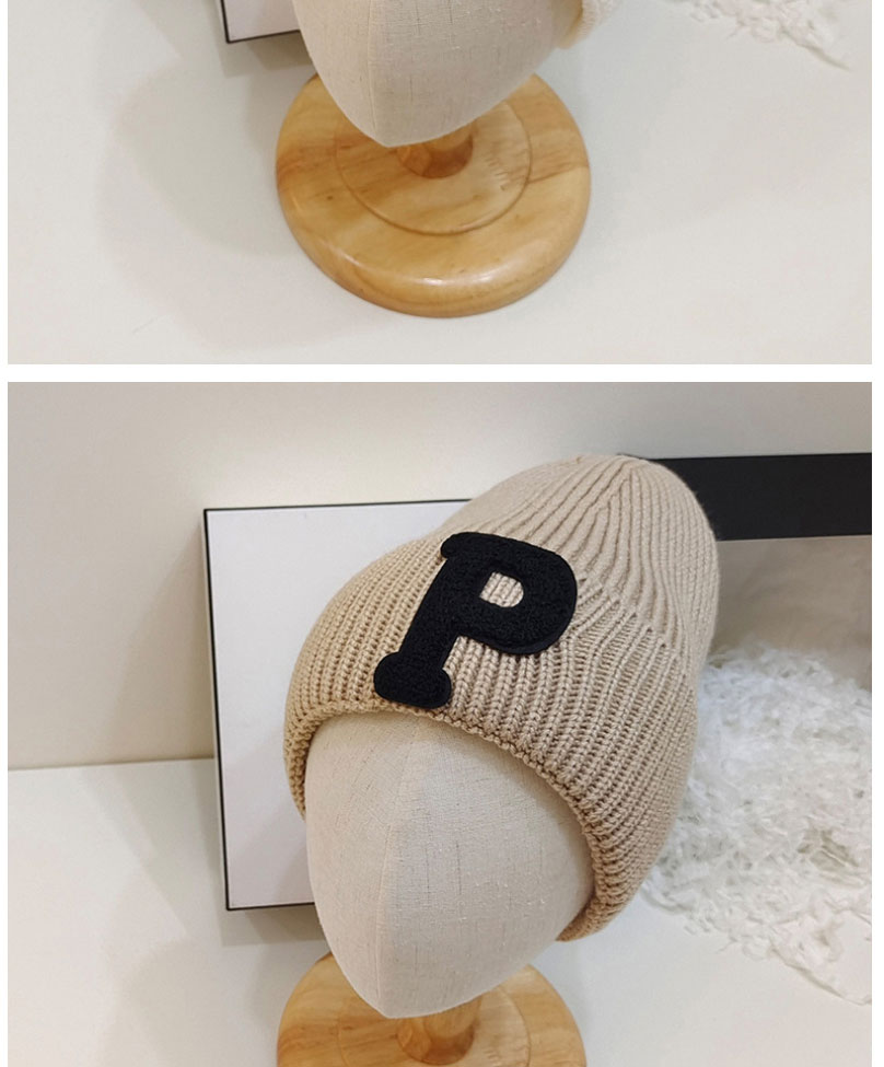 Fashion Khaki Letter Embroidery Woolen Knit Beanie,Beanies&Others