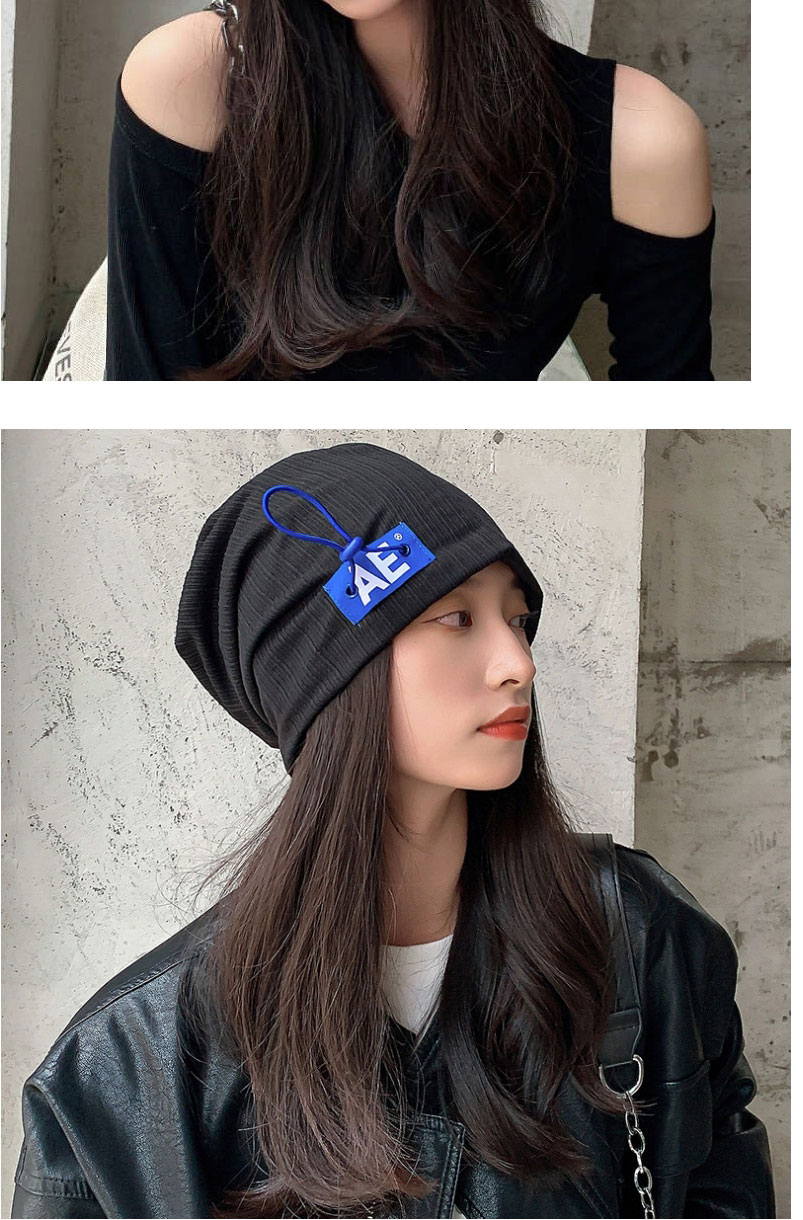 Fashion Dark Blue Light Board Cap Letter Patch Pile Cap,Beanies&Others