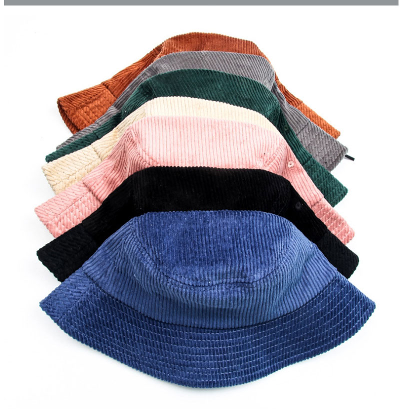 Fashion Pink Solid Color Corduroy Fisherman Hat,Beanies&Others