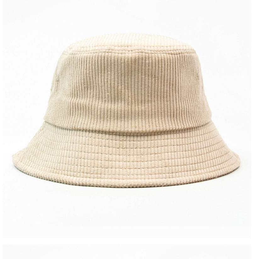 Fashion Beige Solid Color Corduroy Fisherman Hat,Beanies&Others