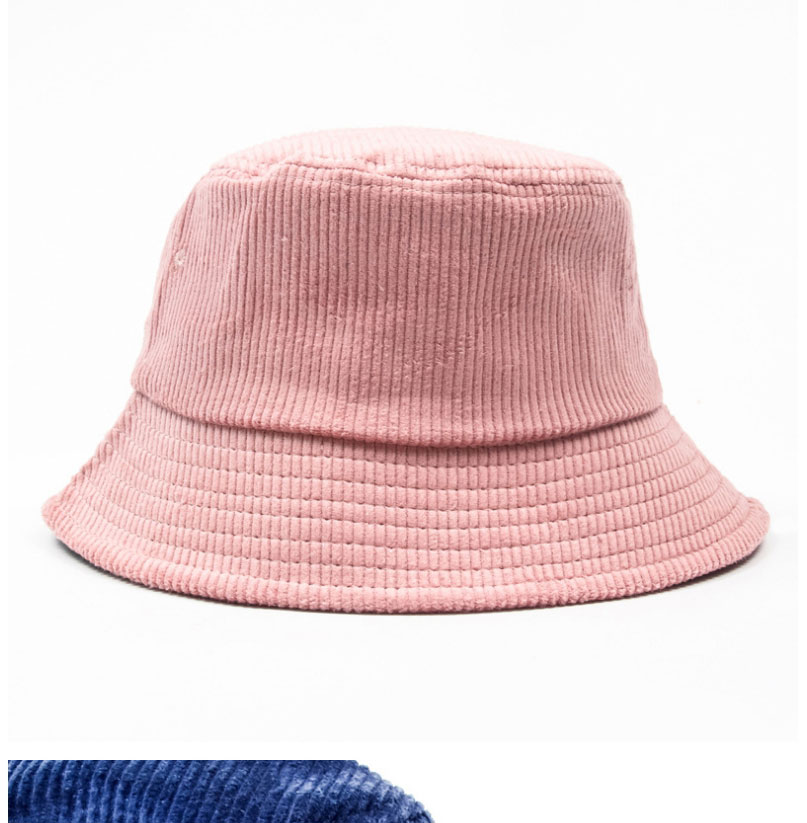 Fashion Pink Solid Color Corduroy Fisherman Hat,Beanies&Others