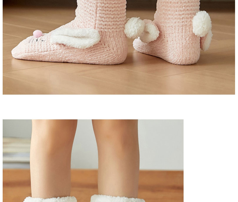 Fashion Bunny Ears Pink Rabbit Ears Plus Velvet Tube Floor Socks,Fashion Socks