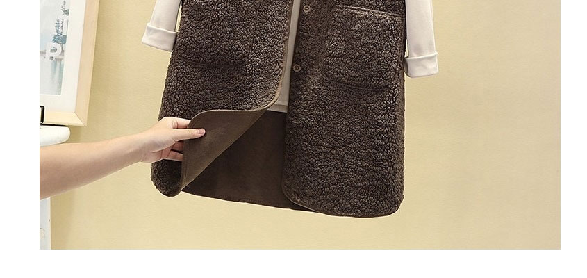 Fashion Dark Brown Fur Pocket Vest,Coat-Jacket