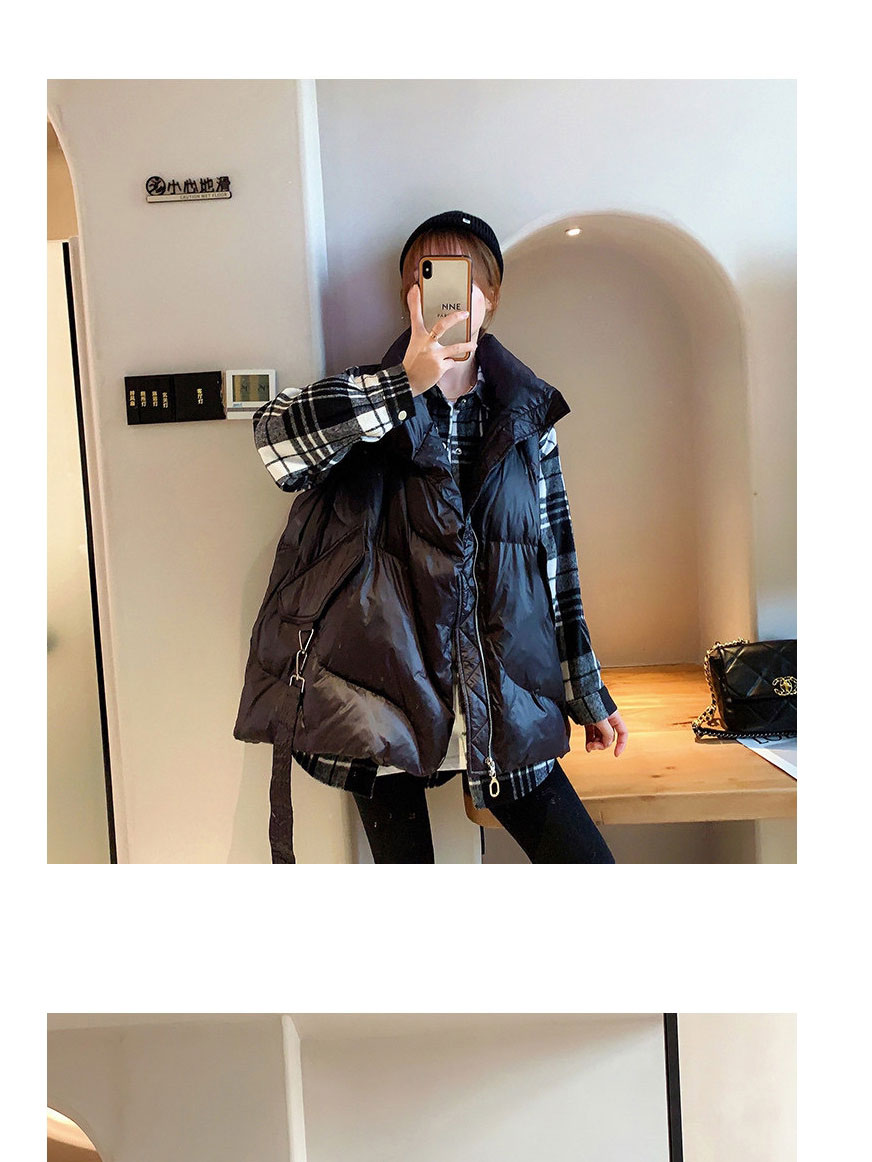 Fashion Brown Stand-up Collar Zipper Sleeveless Down Vest,Coat-Jacket