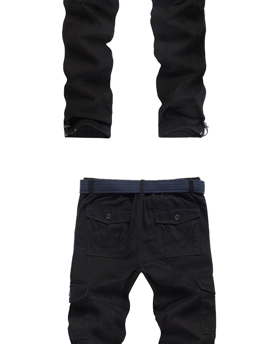Fashion Black Cotton Multi-pocket Straight-leg Overalls,Pants
