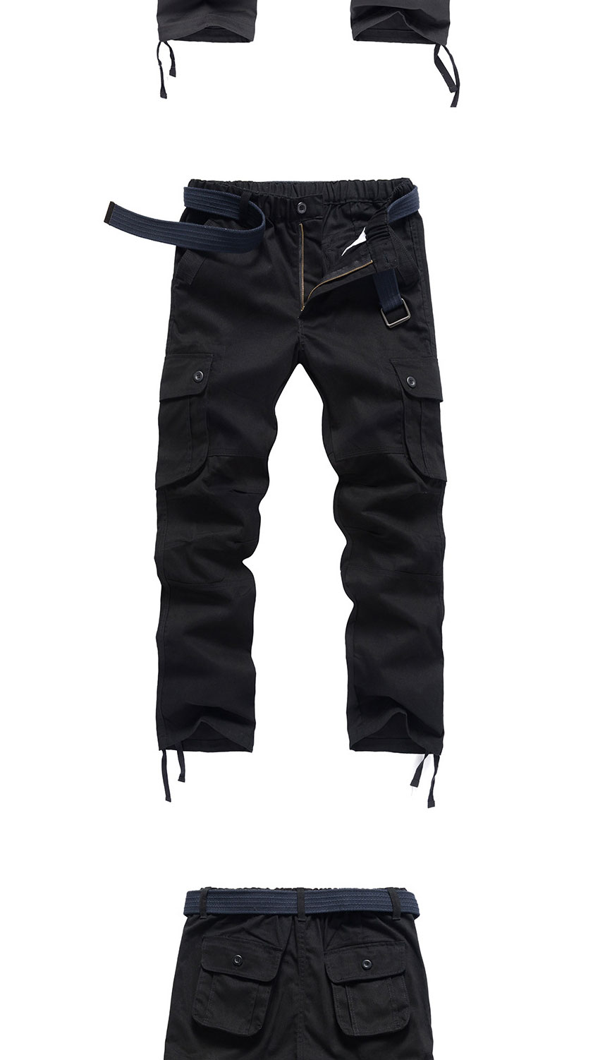 Fashion Armygreen Full Elastic Waist Multi-pocket Straight-leg Overalls,Pants